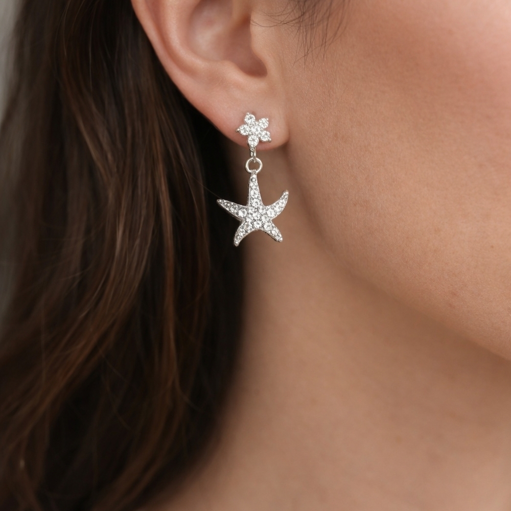 ♡ Moissanite 1.25 CT 925 Sterling Starfish Earrings